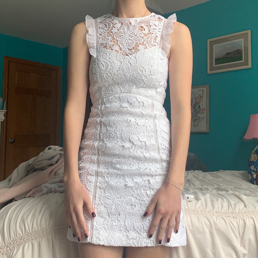 Lily Pulitzer Maya Shift White Lace Ruffle Dress